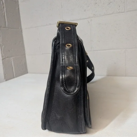 Vintage Coach Stewardess 9525 Black Glovetanned Leather Crossbody 90s Minimalist - Picture 9 of 16